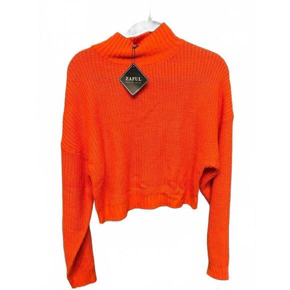 Zaful Crop Orange Sweater NWT - Picture 1 of 3